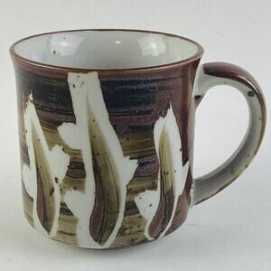 Vintage Otagiri Japan Mug Speckled Stoneware Paint strokes look Brown RARE Prett